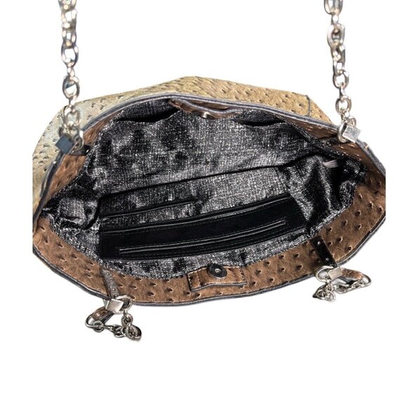 Faux Ostrich Leather Shoulder Bag With Chain Straps - Picture 7 of 10